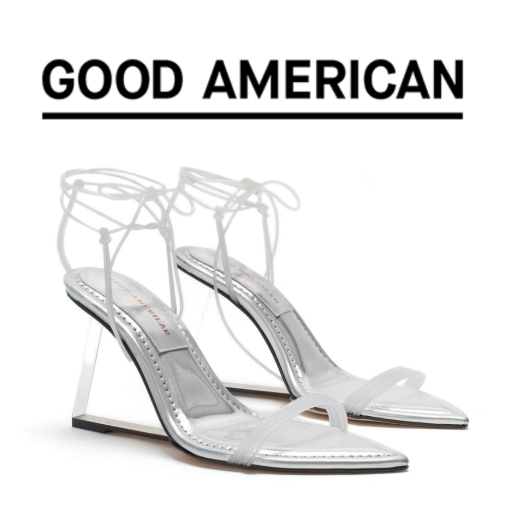 Good American - Clear Block Heel Clear Straps Sandals - Size 6.5 - Picture 4 of 8